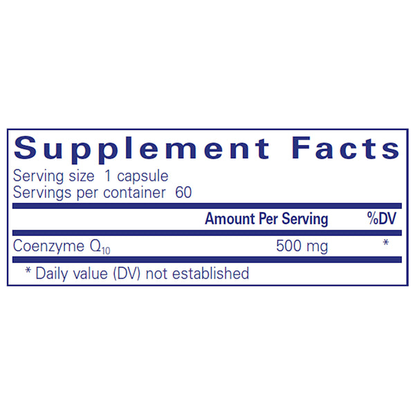 Pure Encapsulations CoQ10 500 mg supplements facts