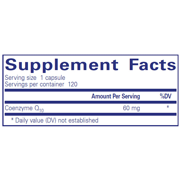 Pure Encapsulations CoQ10 60 mg suppement facts
