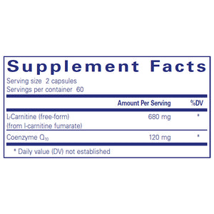 Pure Encapsulations CoQ10 L-Carnitine Fumarate supplements facts
