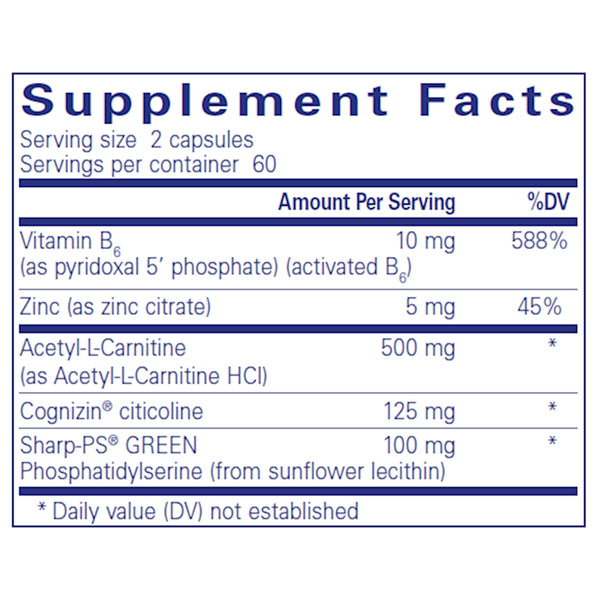Pure Encapsulations CogniPhos supplements facts