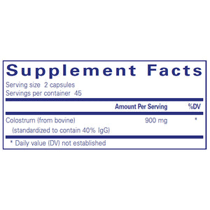 Pure Encapsulations Colostrum 40% IgG supplements facts