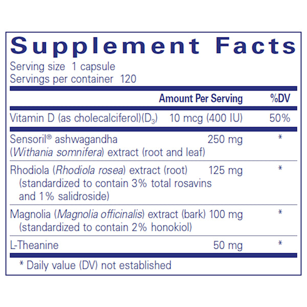 Pure Encapsulations Cortisol Calm supplements facts