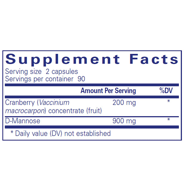 Pure Encapsulations Cranberry / D-Mannose supplement ingredients