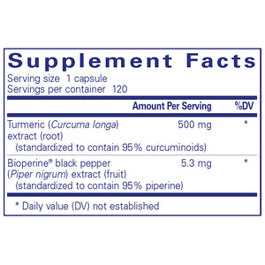 Pure Encapsulations Curcumin 500 with Bioperine supplements facts