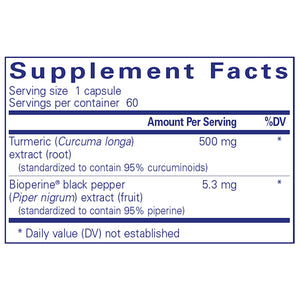 Pure Encapsulations Curcumin 500 with Bioperine supplements ingredients