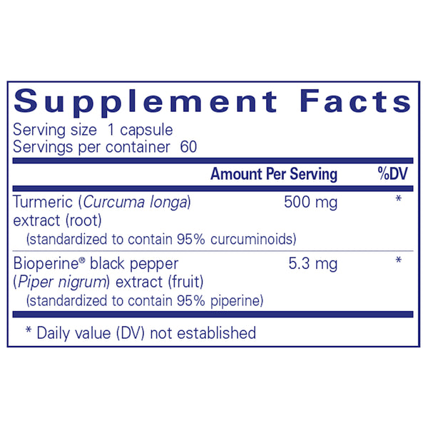 Pure Encapsulations Curcumin 500 with Bioperine supplements ingredients