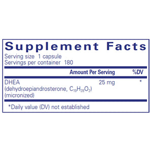 Ingredients of DHEA 25mg by pure encapsulations