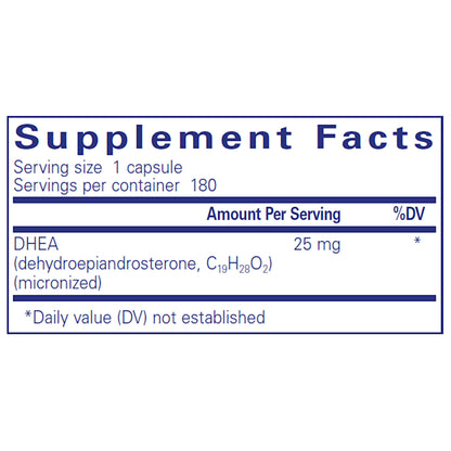 Ingredients of DHEA 25mg by pure encapsulations