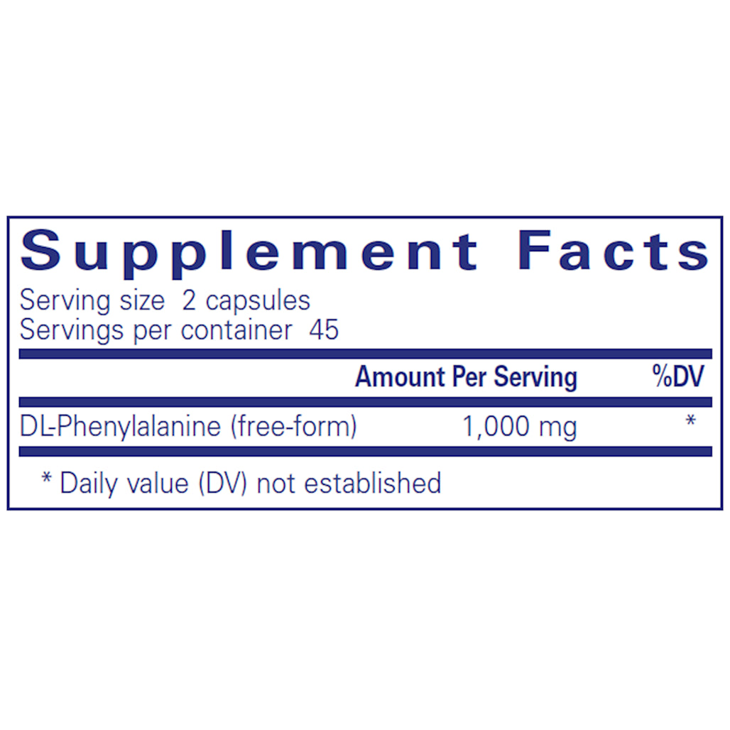 Ingredients of DL-Phenylalanine 500 mg Dietary Supplement