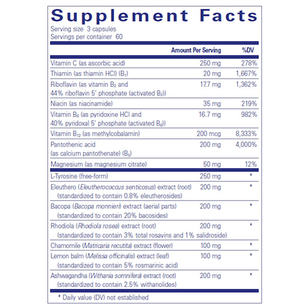 Pure Encapsulations Daily Stress Formula supplements facts