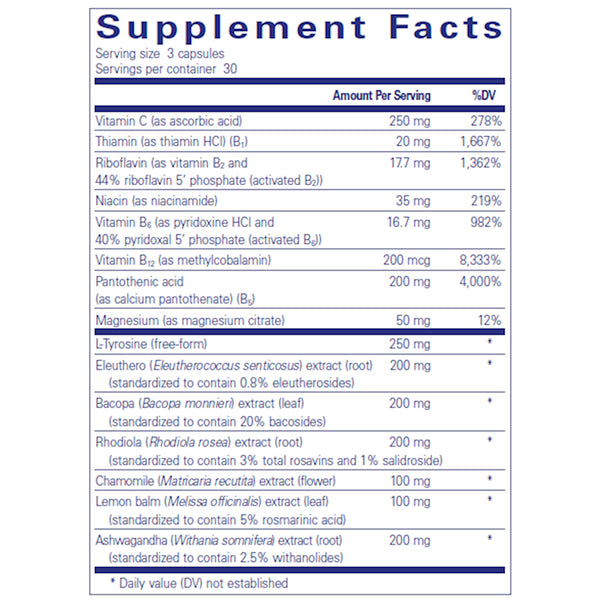 Pure Encapsulations Daily Stress Formula Supplement Ingredients