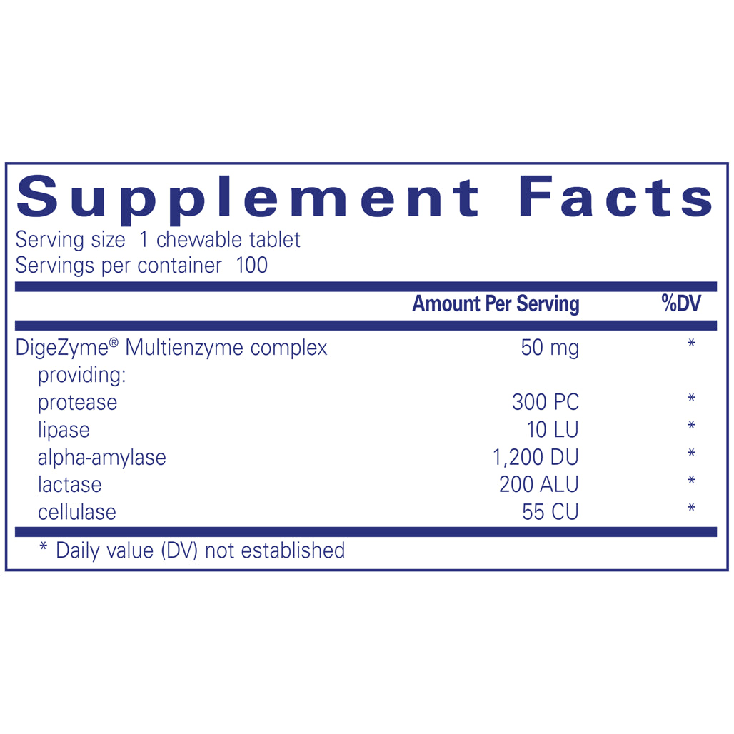 Pure Encapsulations Digestive Enzyme Chewables supplements facts