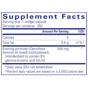 Pure Encapsulations Evening Primrose Oil 500 mg supplements facts