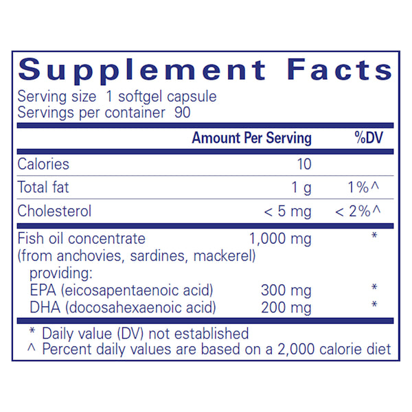 Pure Encapsulations EPA/DHA Essentials 1000mg supplements facts