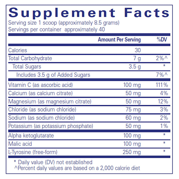 Ingredients of Electrolyte/Energy Formula Dietary Supplement