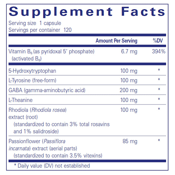 Pure Encapsulations Emotional Wellness supplements facts