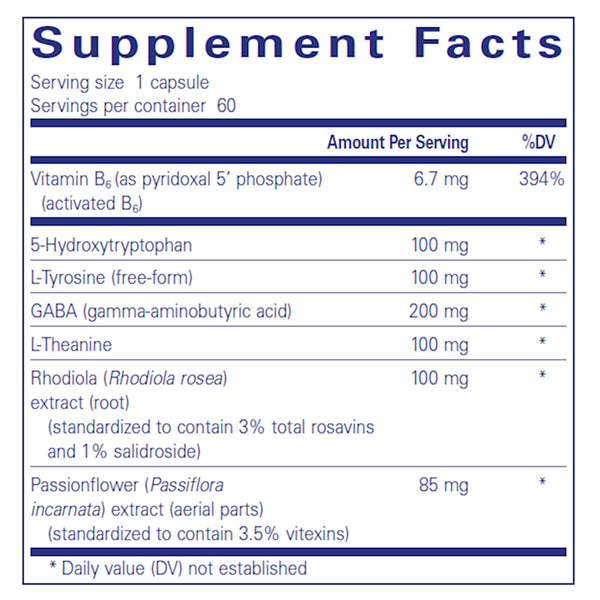 Ingredients of Emotional Wellness Dietary Supplement