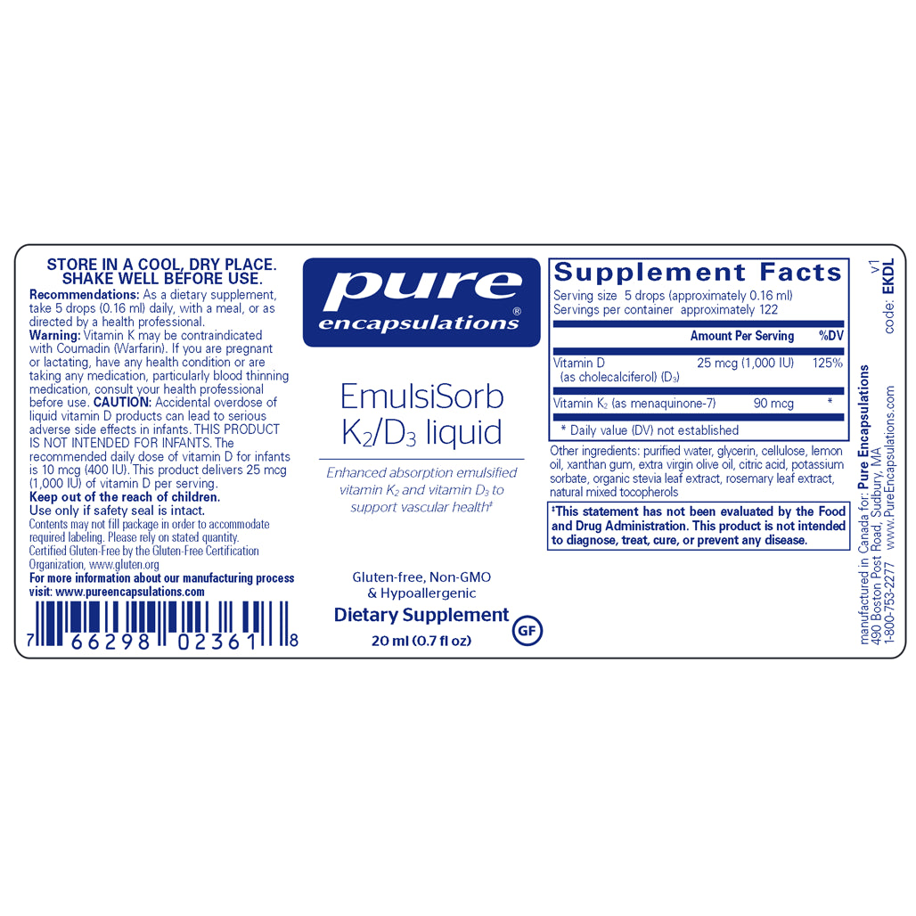 EmulsiSorb K2 D3 Liquid for bone and cardiovascular support