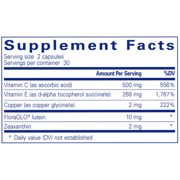 Ingredients of EyeProtect Basics Without Zinc Dietary Supplement 