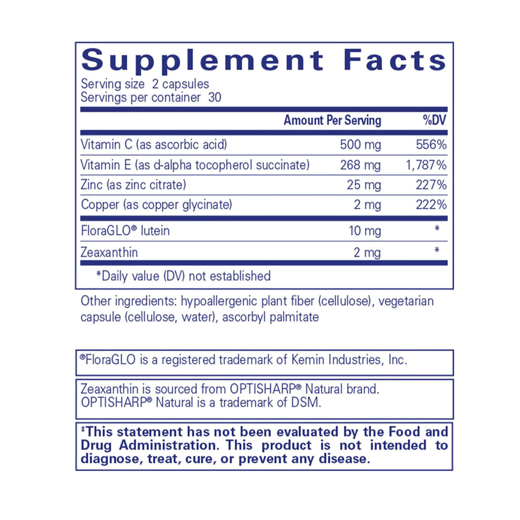 Ingredients of EyeProtect Basics Dietary Supplement 