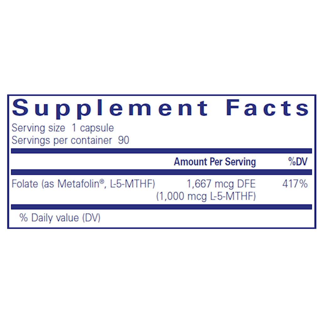 Ingredients of Folate 1000 Dietary Supplement 