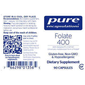 Folate 400 mcg for daily health and wellness