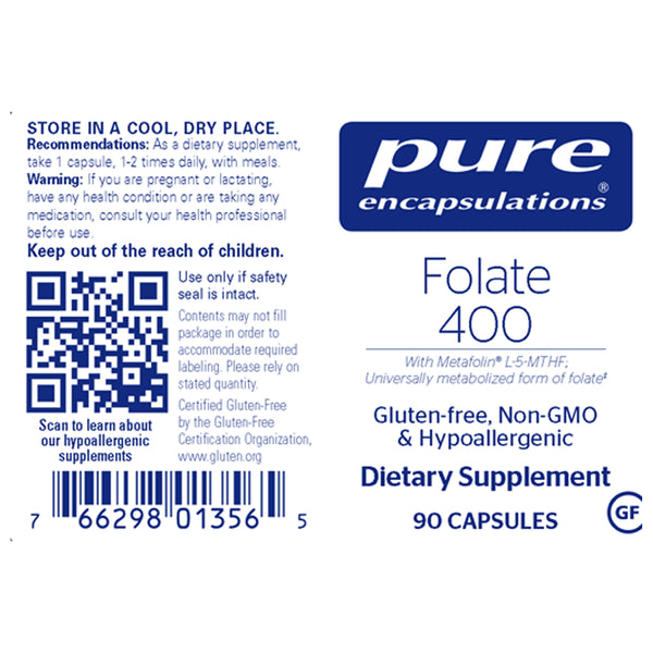 Folate 400 mcg for daily health and wellness