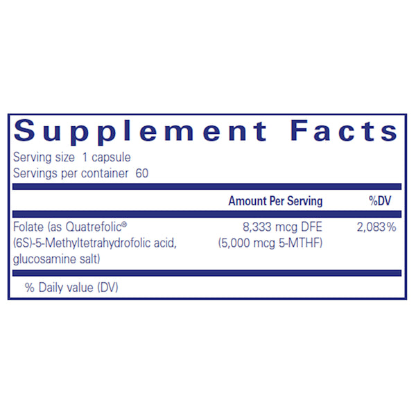 Pure Encapsulations Folate 5000 supplements facts