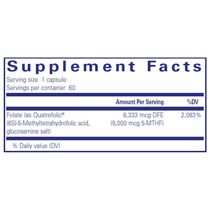 Ingredients of Folate 5000 Plus Dietary Supplement