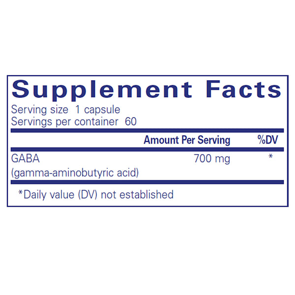 Pure Encapsulations GABA 700mg supplements facts