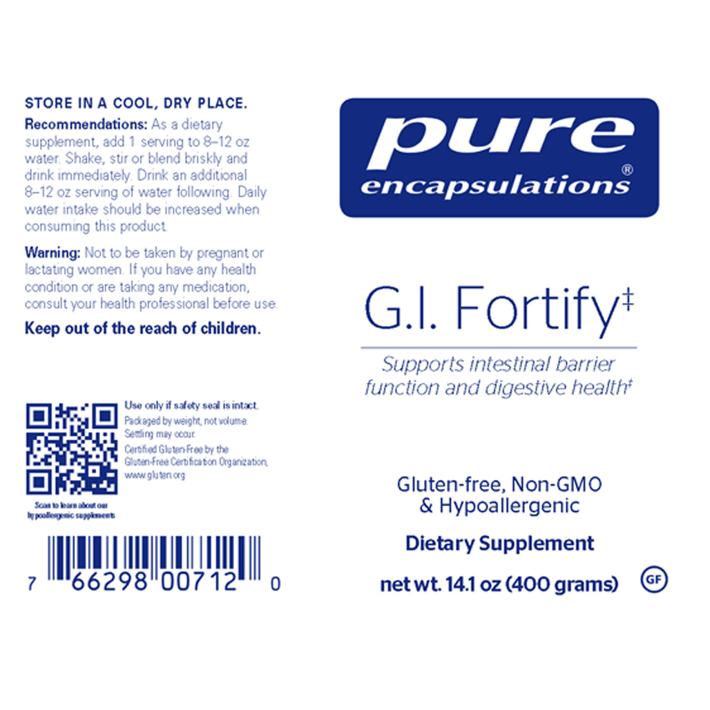 Gi Fortify Powder Pure Encapsulations G.I. Fortify Powder - 400 Grams | Nutriessential