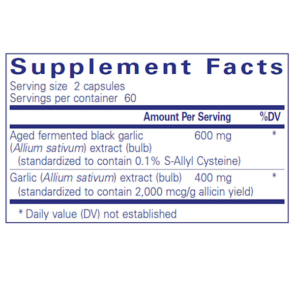 Ingredients of Pure Encapsulations Garlic Complex Supplement