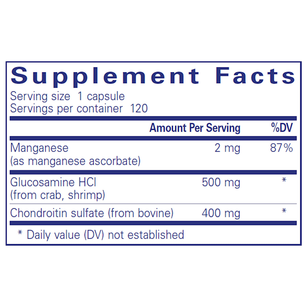 Ingredients of Pure Encapsulations Glucosamine Chondroitin With Manganese 