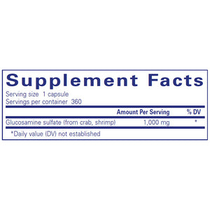 Ingredients of Pure Encapsulations Glucosamine Sulfate 1000mg supplements 