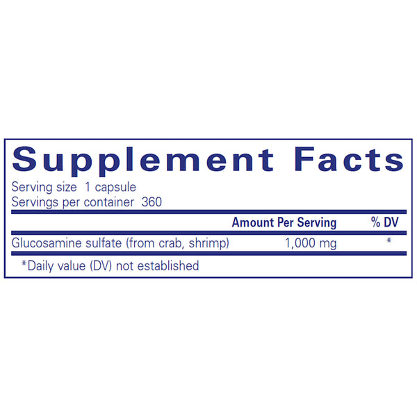 Ingredients of Pure Encapsulations Glucosamine Sulfate 1000mg supplements 