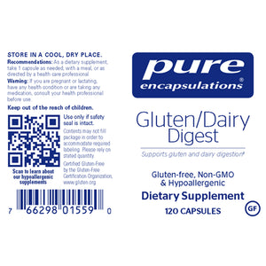 Pure Encapsulations Gluten/Dairy Digest for Digestion Support