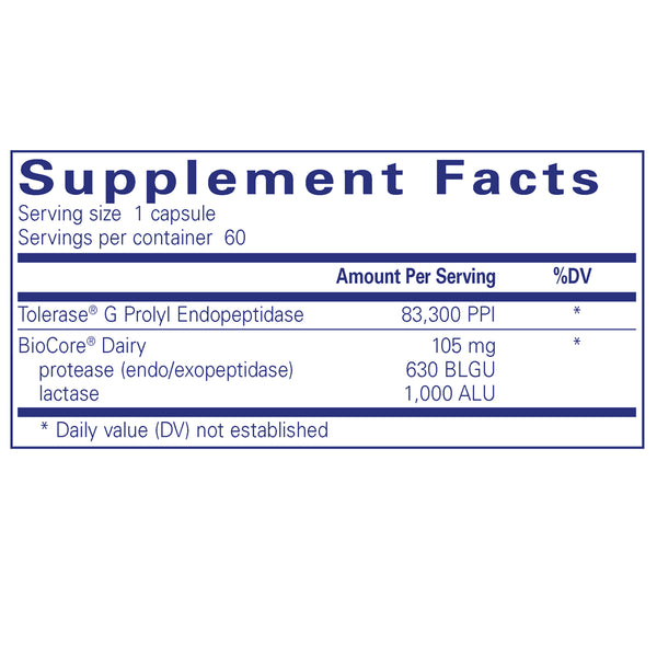 Ingredients of Pure Encapsulations Gluten/Dairy Digest 