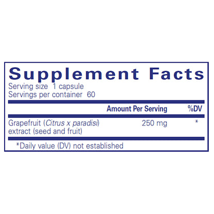 Ingredients of Pure Encapsulations Grapefruit Seed extract 250mg Dietary Supplement 