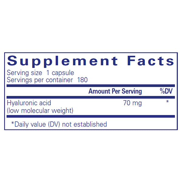 Pure Encapsulations Hyaluronic Acid 70 mg supplements facts