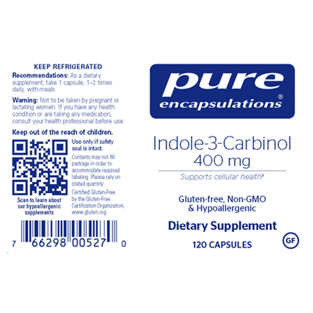 Pure Encapsulations Indole-3-Carbinol 400mg for Cervical and Prostate Cells