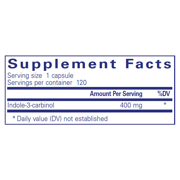 Pure Encapsulations Indole-3-Carbinol 400mg supplements facts