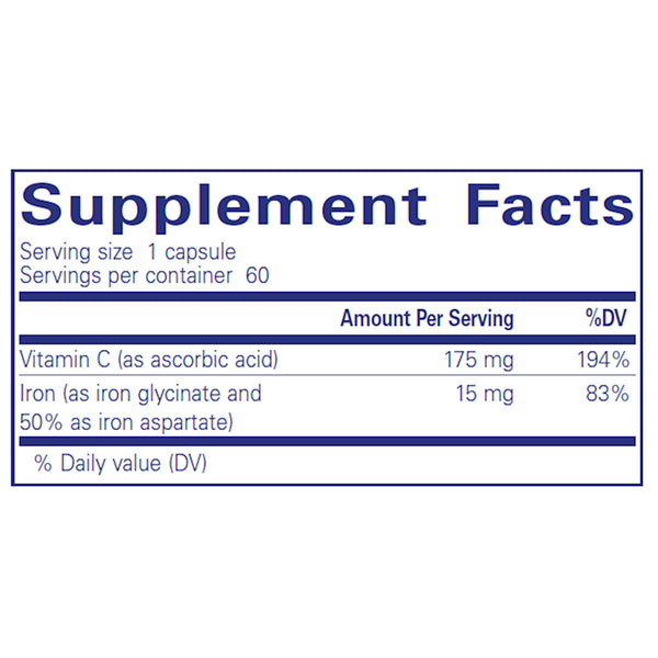 Pure Encapsulations Iron-C Supplement Ingredients