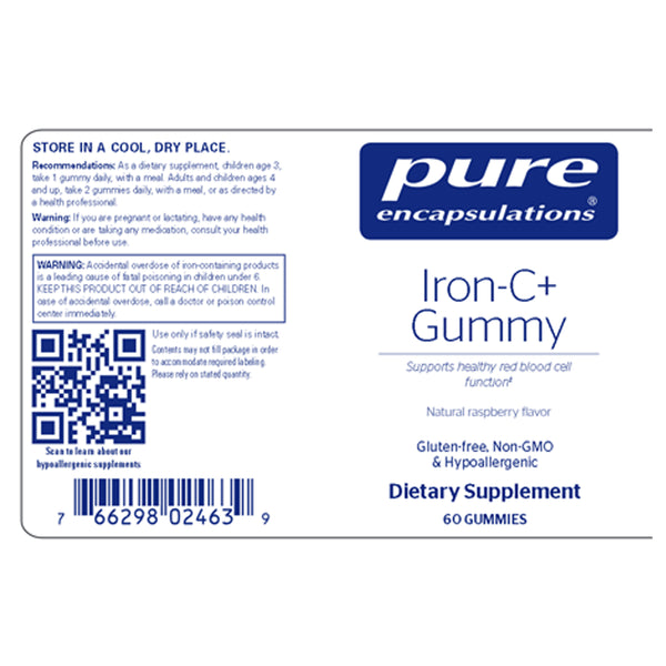 Iron-C+ Gummy by Pure Encapsulations - Natural Raspberry Flavor