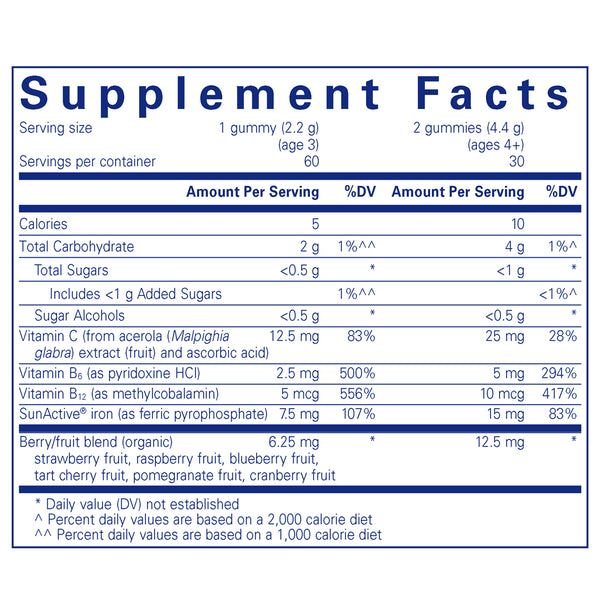 Pure Encapsulations Iron-C+ Gummy Dietary Supplement Ingredients 