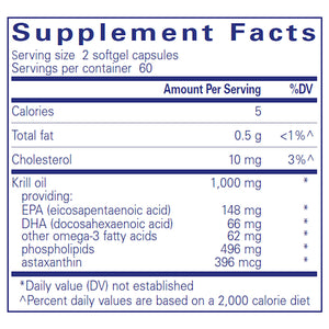 Ingredients of Pure Encapsulations Krill-plex Dietary Supplement