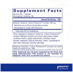 Pure Encapsulations Berberine UltraSorb supplements facts