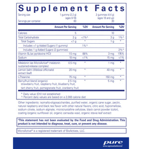 Pure Encapsulations Best-Rest Gummy supplements facts