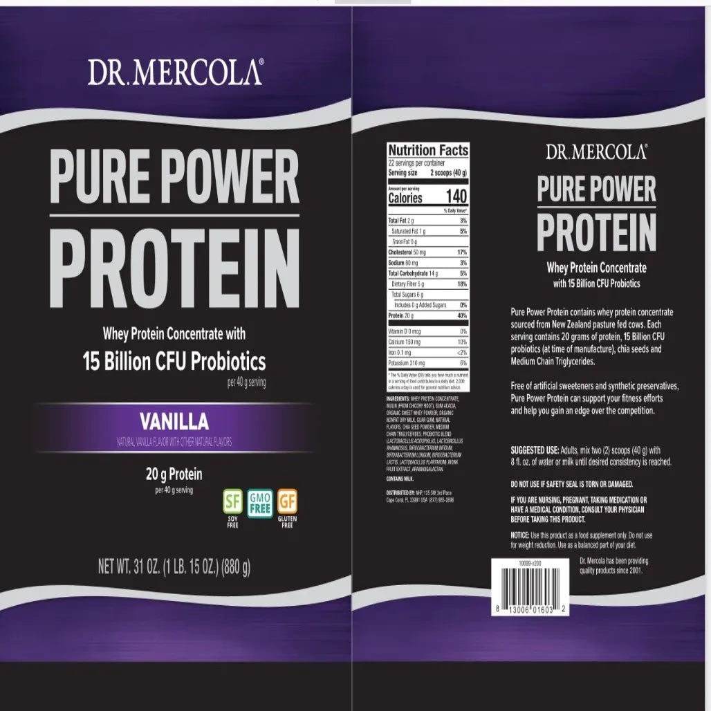Choose Pure Power Protein Vanilla, 31 OZ - Dr. Mercola