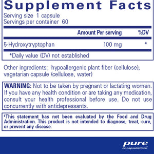 Ingredients of Pure Encapsulations 5-HTP 100 mg Dietary Supplement