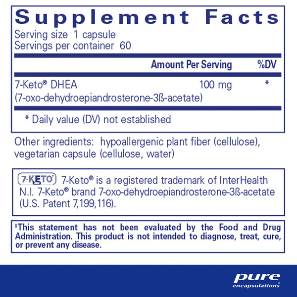 Pure Encapsulations 7-Keto DHEA 100 mg Supplement Ingredients